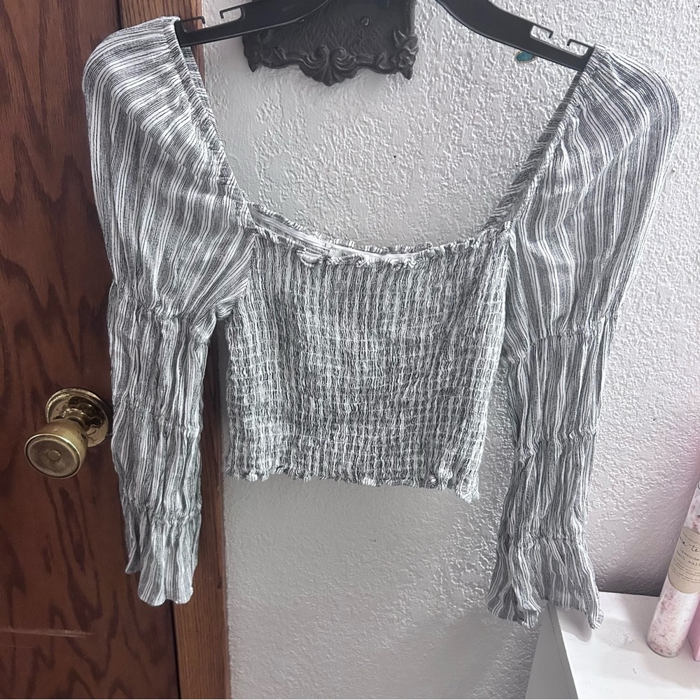 white and black off the shoulder top